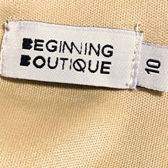 Beginning Boutique Gold Metallic Halter Mini Dress Size 10 Keyhole Party Club - Picture 6 of 9